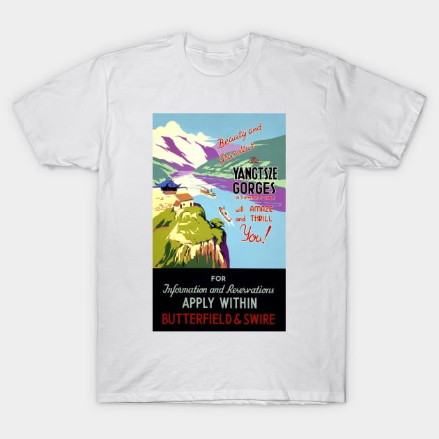 Vintage Travel Poster China The Yangtsze Gorges T-Shirt by vintagetreasure